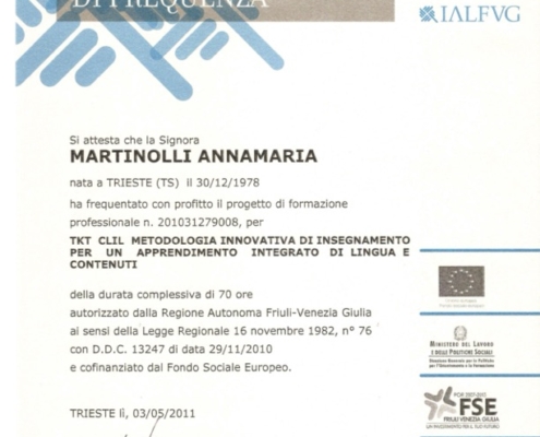 Certificato CLIL Ial Fvg